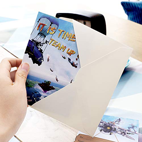 Game Party Invitations with Envelopes Party Invitations Cards Paper Video Game Birthday Party Supplies 20 Invitation & 20 Warm White Envelops Double Sided Printed Party Supplies - Thumbnail 3
