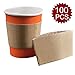Aspire 100 Pcs Disposable Cup Sleeves Kraft Paper Coffee Cup Sleeve Jackets Holder for Hot Drinks 8 Ounce