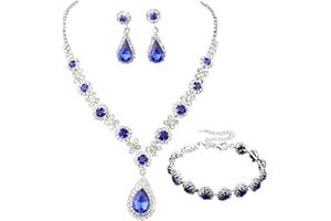 PINKPIN 3pcs Jewelry Set for Women, Necklace Dangle Earrings Bracelet Set, Allergy Free Wedding Party Jewelry for Bridal Bridesmaid