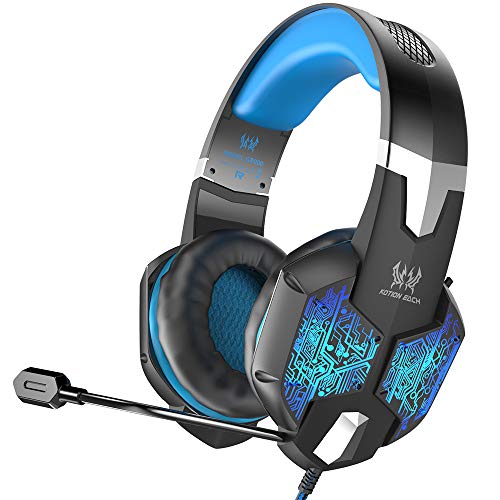 VersionTECH. PC Gaming Headset, Wired Surround Stereo Gaming Headphones with Flexible Mic, Multi-color LED Backlit for Mac, Desktop Computer Games (Incompatible with PS4 PS3 Xbox One Xbox 360) – Blue