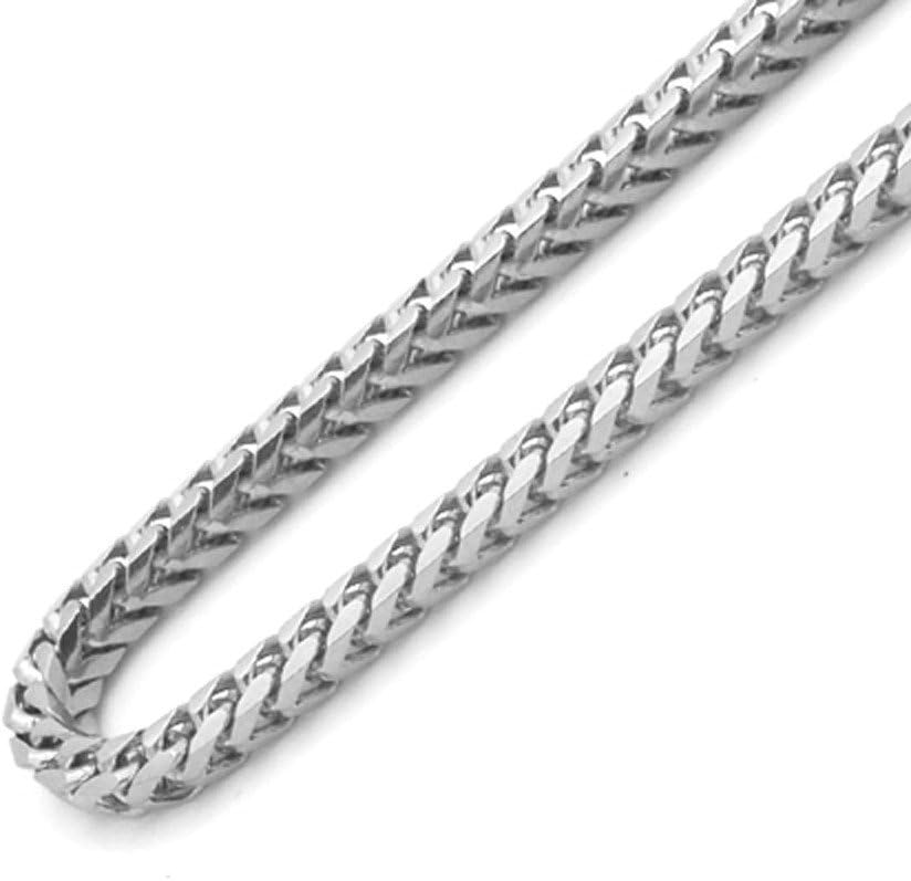 Silver Chains 925 Rhodium Plated Sterling, 2.5mm Solid Franco Square Box Link 26 Inch Pure Silver Necklace for Men Real Silver Necklace for Women 16-30 inches- Made in Italy