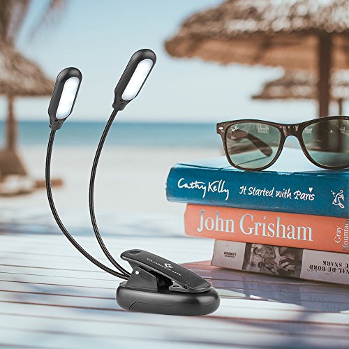 GLORIOUS-LITE 10 LED Book Light/Clip Light/Reading Light/Clip On Lamp/Music Stand Light/Portable Light Color Adjustable/USB and Battery Operated/Clip on Light for Bed,Travel, E-Reader,Desk,Computer