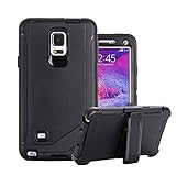 Galaxy Note 4 Holster Case, Harsel® Defender Series Heavy Duty Shockproof Impact Dustproof Full Body Military Protective with Belt Clip Built-in Screen Protector Case for Galaxy Note 4 - Black