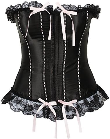 Reteron Women's Strapless Satin Sexy Strong Boned Overbust Corset XXL Black