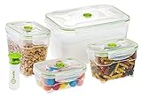 Seal'In Nestable Food Storage Vacuum Containers - Set of 4 - Vacuum Sealed, Microwavable and Dishwasher Safe