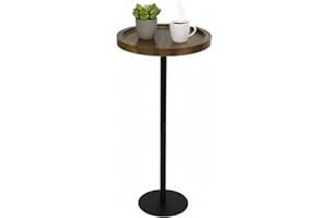 YYW Small Round Side Table with Tray Top and Metal Frame, Modern Minimalist Drink Tables for Living Room, End Table for Small