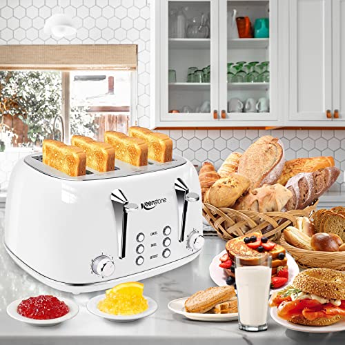 Toaster 4 Slice Stainless Steel Toaster with Bagel, Cancel, Defrost