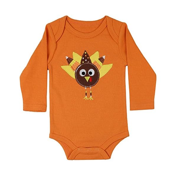 juDanzy Baby Thanksgiving Turkey Face and Feathers Bodysuit