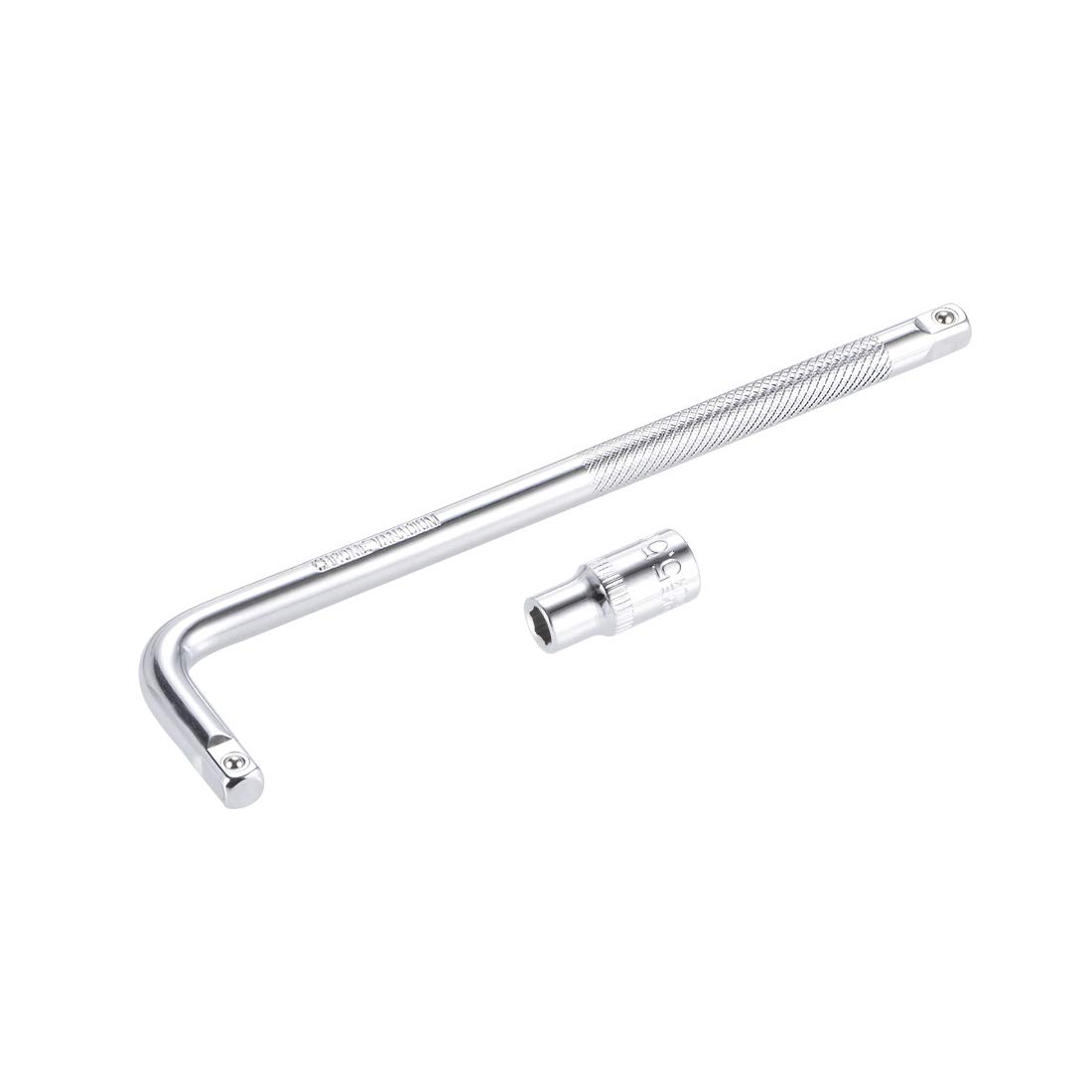sourcing map Socket Accessory Set of 2 Pcs, 5.5mm 6-Point Shallow Socket 6" L-Shape Extension Handle with 1/4" Drive