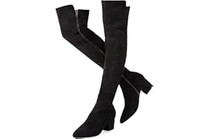 N.N.G Women Over Knee Boots Suede Thigh High Long Comfort Black Winter Low Square Toe Block Heel