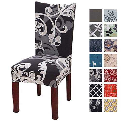 Printed Dining Chair Slipcovers, Removable Washable Soft Spandex Stretch Chair Covers Banquet