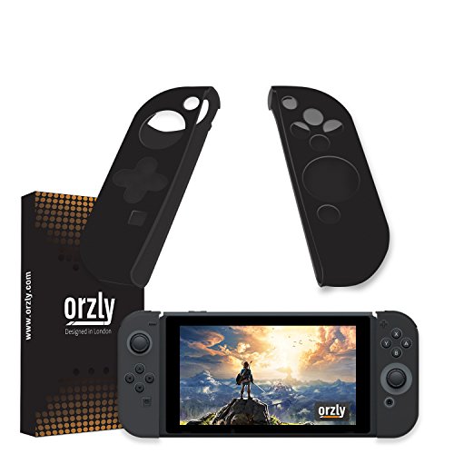 Orzly FlexiCase Duo-Pack for Switch Joy-Cons - Pair of BLACK Protective Case Covers [Lightweight, Durable Flexible Rubberised Skins] for Left & Right Nintendo Switch Joy-Con Controllers