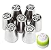 7pcs Russian Piping Tips + 1 Coupler Icing Piping Nozzles Cake Decorating Tips Tulip Rose Nozzle Tip Large Size