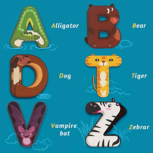 3 otters Alphabet Puzzles for Kids, Wooden Alphabet Puzzle Upper Case Letter and Learning Board Toy, for Kindergarten Toddlers & Preschools