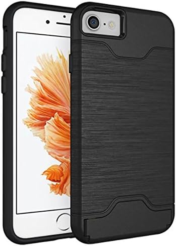 HONGGE iPhone 7 Case,Apple iPhone 7 Case Cover Slim Fit Shockproof Card Slot Anti-Scratch Hard Cover Protective with Self Stand for iPhone 7 - Black
