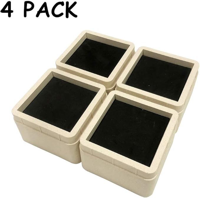 Adjustable Bed Risers Furniture Risers 4 Pack Square Shaped Stackable