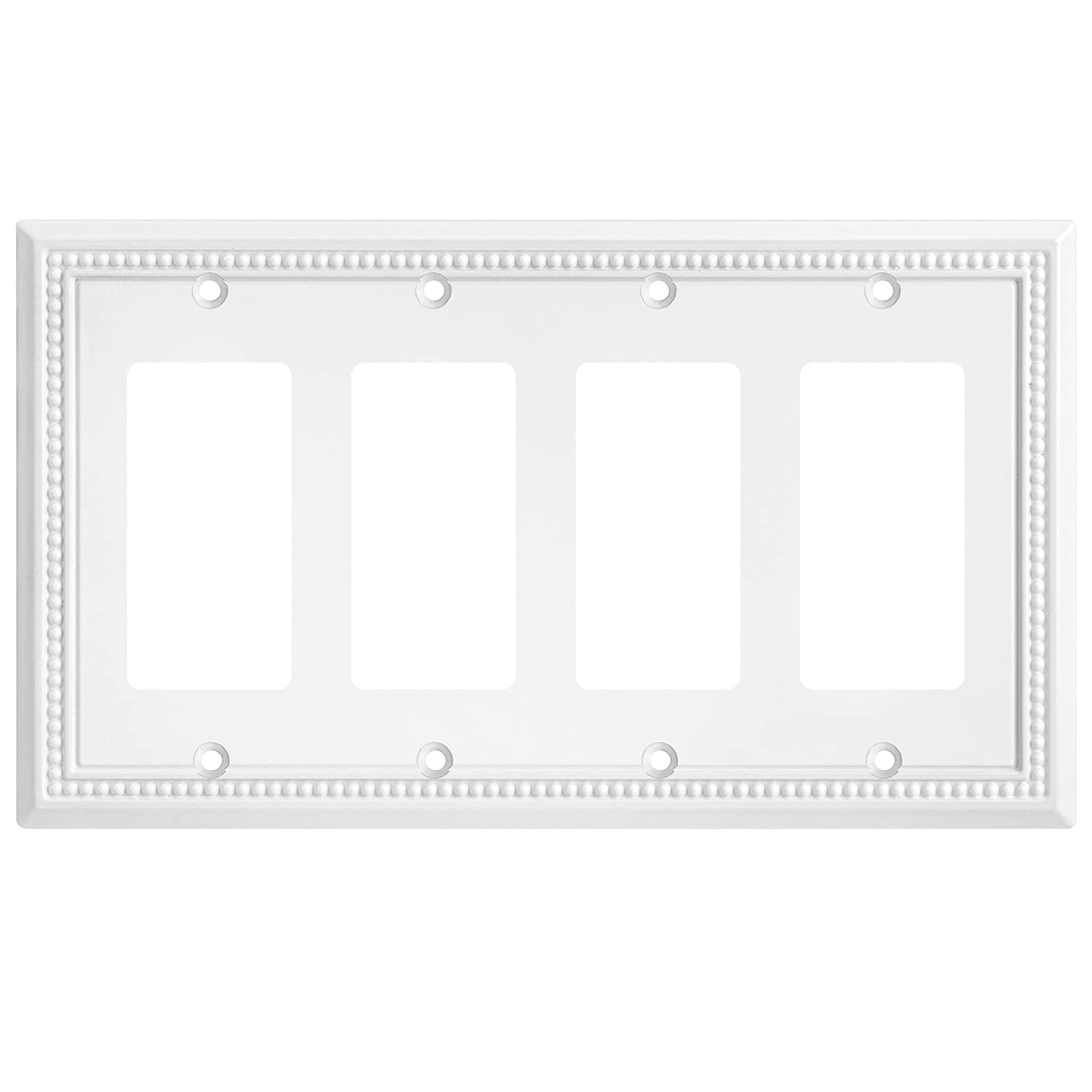 Photo 1 of Henne Bery Sunken Pearls Heavy Duty Decorative Wall Plate Switch Plate Outlet Cover (Quad Decorator, White)