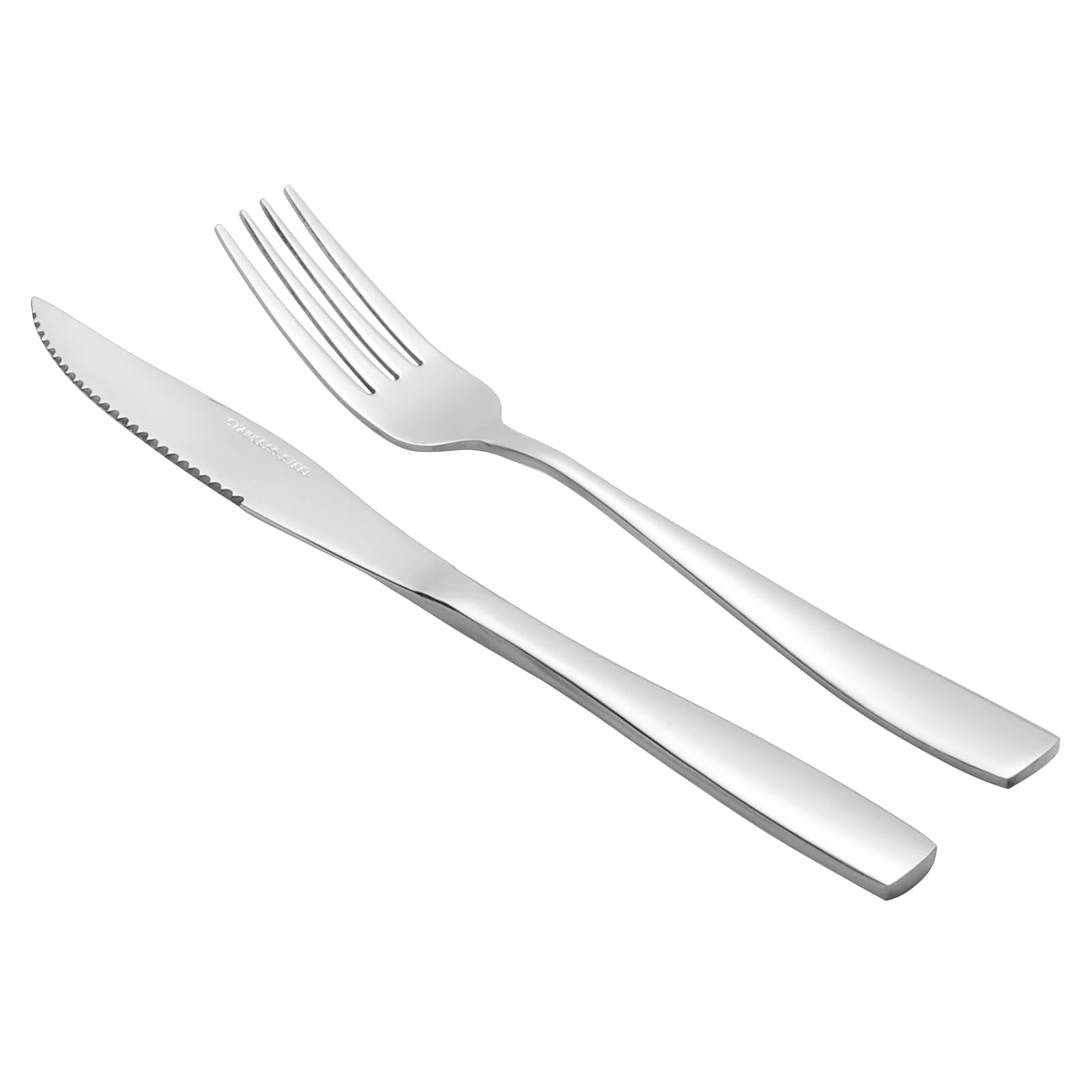 Annkky Set of 12 Steak Knives and Forks, Stainless Steel Cutlery Fork and Knife