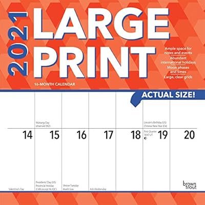 Large Print 2021 Square Wall Calendar Amazon Co Uk Browntrout Books