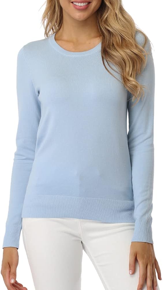 fuinloth Women's Sweater, Lightweight Crewneck Long Sleeve Pullover: Clothing