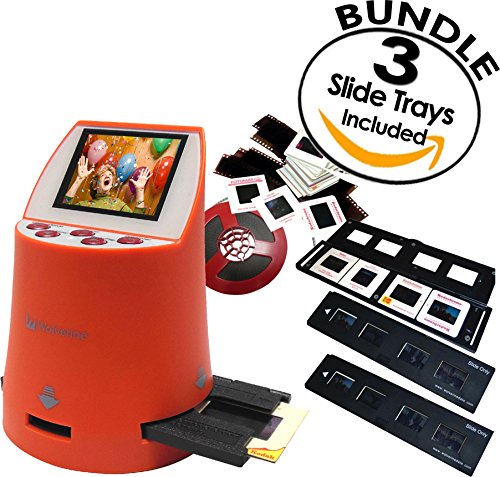 Wolverine-F2D-Mighty-20MP-7-in-1-Film-to-Digital-Converter-for-135-35mm-Negative-Slides-110-126-127-Library-8mm-Super-8-Films-Worldwide-110V220V-Plus-3-Slide-Trays-Orange-Bundle