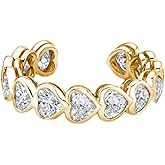Sparkle Diamond Heart Open Statement Ring 14k Gold Plated Cubic Zirconia Love Hearts Expandable Stacking Knuckle Finger Bands Wedding Engagement Promise Eternity Adjustable Rings Dainty Valentine's