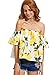 Floerns Women's Casual Print Off Shoulder Flare Sleeve Top Loose Blouse