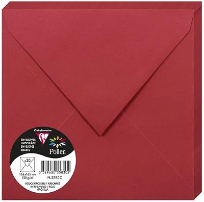 Clairefontaine 5583C Gummed Envelopes 16.5x16.5 cm Red 120 g/m² Pollen
