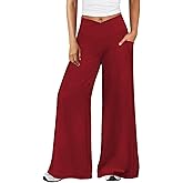 Hragc Womens Wide Leg Flare Leggings with Pockets Workout Yoga Pants for Women V Cross High Waisted Lounge Flare Pants
