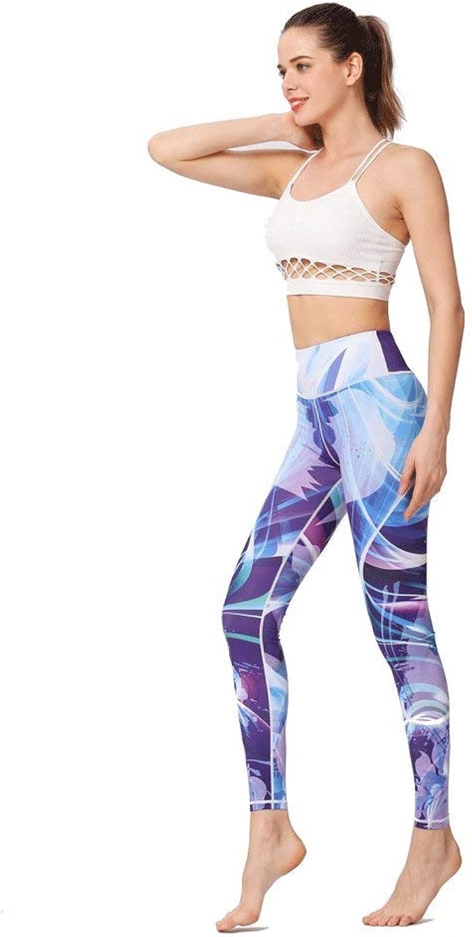 Lanceyy Fitnessbekleidung Damen Mode Stil Gedruckte Yogahosen Freizeit Einfacher Leggings Enge