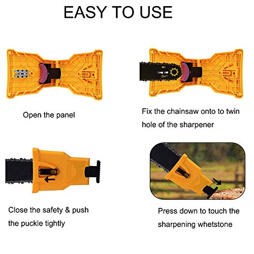 Chainsaw Sharpeners Accessories, Chainsaw Parts Chain Saw Accessories Fit for 14/16/18/20 Inches Chain Saw Bar with Twin Holes (#Yellow)