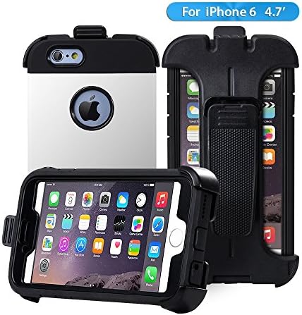 iPhone 6 Case,iPhone 6s Case, Anken [Shock Absorption] Slim Fit Dual Layer Hybrid Case with [Belt Clip] Kickstand &amp; Screen Protector Shockproof Drop Proof Case for Apple iphone 6/6s 4.7 Inch ( White)