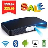Sealegend D2 Mini Projector HD 3000 Lumens Support Full HD 1080P with WiFi Bluetooth Built-in Battery 8000mAh Android OS HDMI USB SD Card Slot Portable for Home and Travel