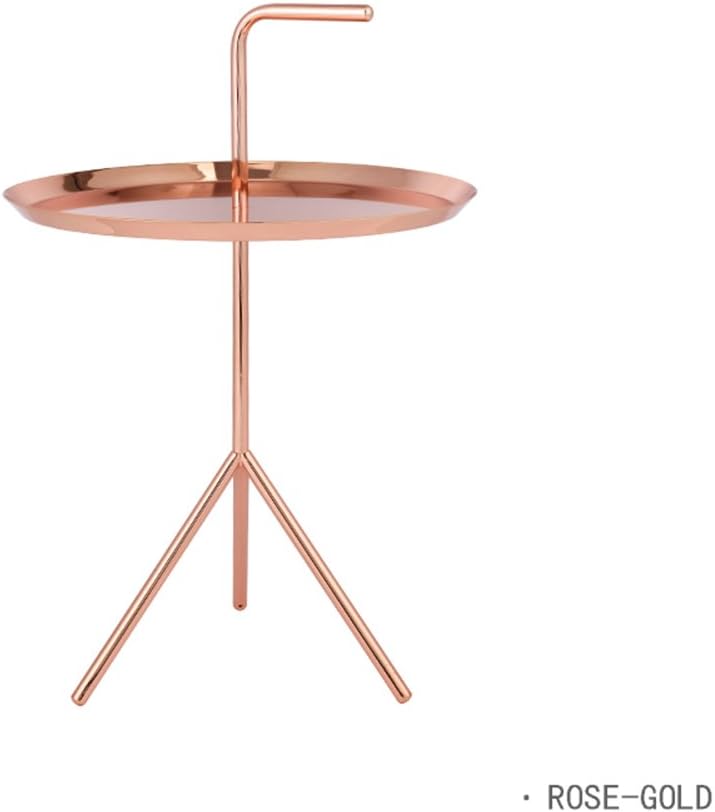 Full Love House® Side table Coffee table Metal Nordic Round Creative Personality Living room White Black Rose gold Blue Metal thin legs (Color : Rose Gold)