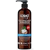 Cosmo Hair Care Moisturizing Coconut Milk Shampoo 1000ml - 33.8 fl. Oz, Reduce Seasonal Dryness, Strengthens & Repair Hair, Sulfates & Parabens Free, Hair Shampoos, For Men & Women, For All Hair Types