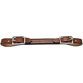 Weaver Equine Leather Curb Strap, 5/8&rdquo; Doubled and Stitched Flat Bridle Leather Strap, Smooth Nickel Plated Horse Training Equipment, Brown