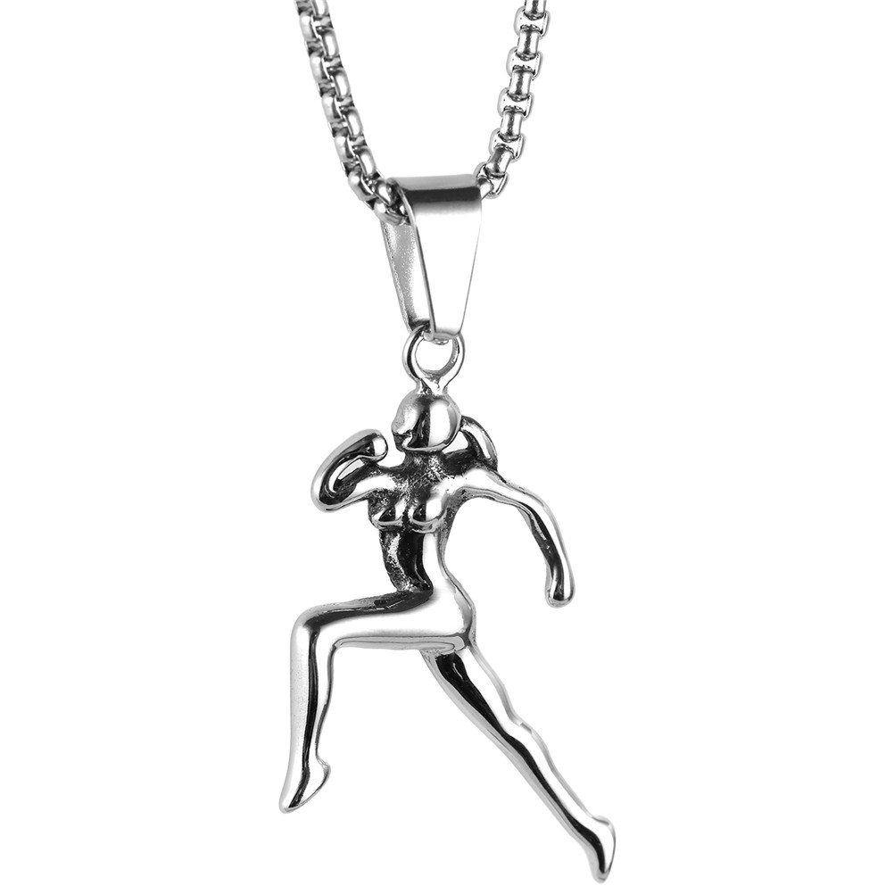 HIJONES Women's Stainless Steel Runner Jogger Woman Pendant Sport Necklace Silver