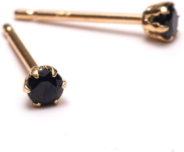 Amazon A Un Jewelry セカンドピアス 18金 スピネル 着けっぱなしｏｋ 軸太 華奢 シンプル 金属アレルギー K18 ブラックスピネル ルースストーン 通販