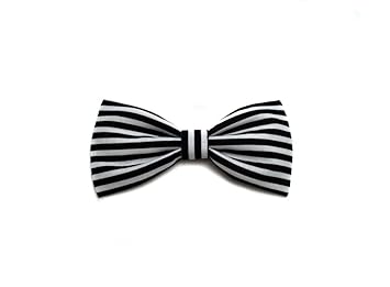 Buy Mini Black And White Edgy Stripes Hair Bow Alligator Clip