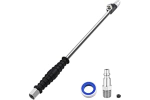 SAFELIFE 15-1/6" Extended Dual Head Air Chuck for Semi Trucks Dually Tires, 1/4" FNPT Heavy Duty Lock On Tire Inflate Chuck w/Quick Plug