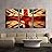 3 Piece Canvas Wall Art - Closeup of Grunge Union Jack Flag - Modern Home Art Stretched and Framed Ready to Hang - 24"x36"x3 Panels