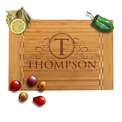 Personalized Cutting Board, 12 Designs & 3 Sizes, Bamboo Cutting Board, Wedding Gifts for Couple, Housewarming Gift & Kitchen Sign - Butcher Block Inlay Board #G