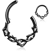 Twolobes G23 Titanium Septum Ring Hoop,16G ASTM F136 Titanium Nose rings Jewelry Clicker Cartilage Earring Hinged Segment Daith Piercing Black silver gold 1PCS