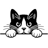Peeking Cat Car Stickers Car Window Decals, Waterproof Removable Vinyl Black White Animal Decals for Cars Motorcycles Laptops, Funny Pet Design, 2-Pack B088