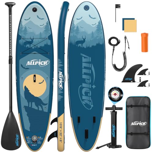 ALLPICK Stand Up Paddling Board Aufblasbar,SUP Board Set, 200kg(Tiefblau)
