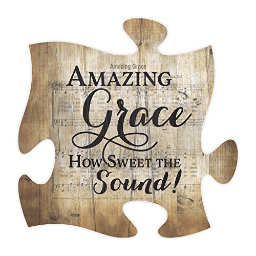 P. Graham Dunn Amazing Grace Sheet Music Design 12 x 12 Inch Wood Puzzle Piece Wall Plaque