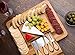 Bamboo Cheese Board with Cutlery Knife Set – Rectangle Wooden Server has Extra Serving Space on Edges for Crackers – Accessories Drawer Holds Small Cutting Knives and Spreader Tools with Wood Handle
