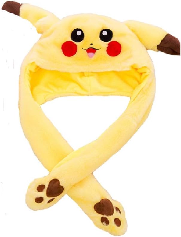 Funny Plush Bunny Hat Ear Moving/Jumping Rabbit Hat Cute Animal Ear Flap Hat with Paws for Women Girls White