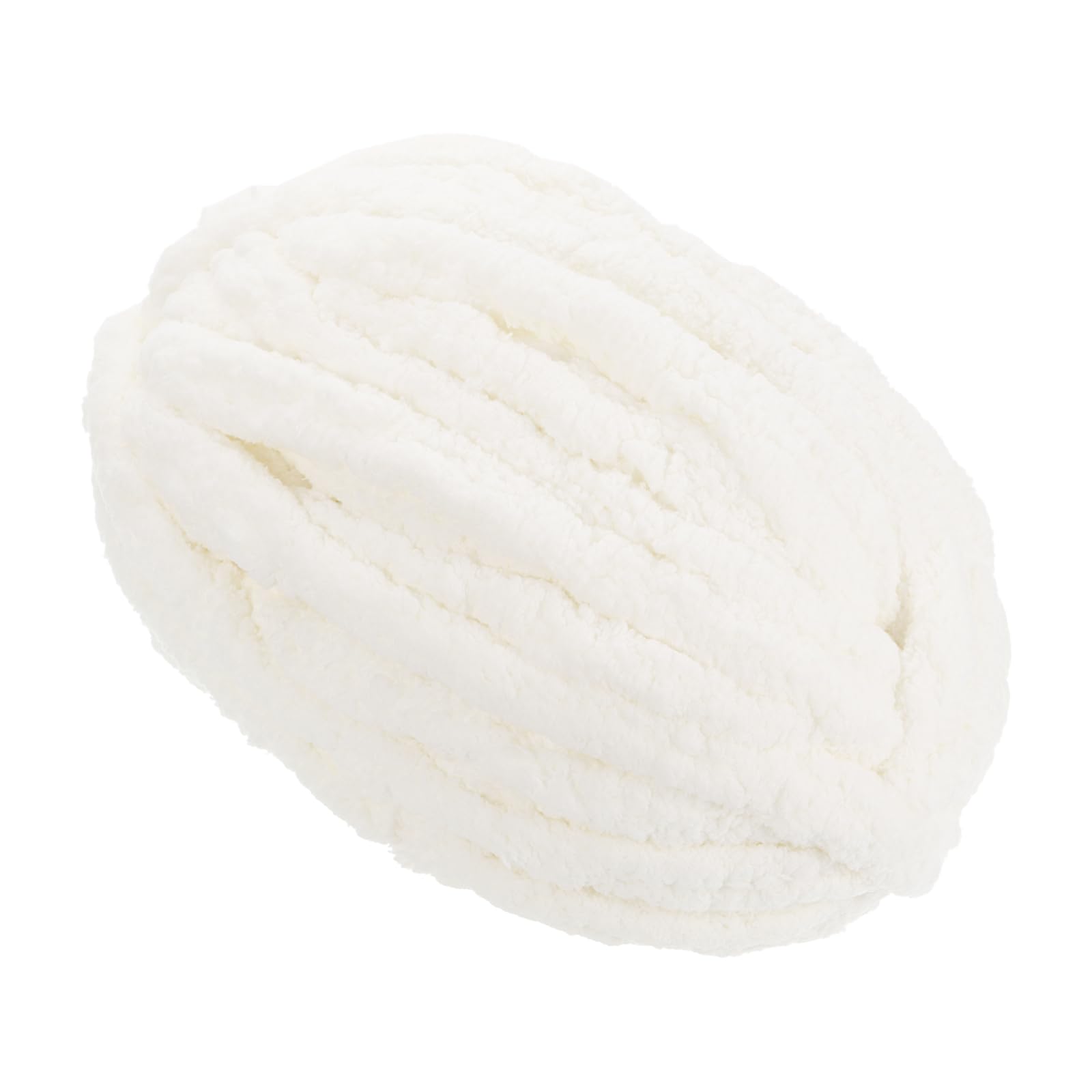METALLIXITY Chenille Chunky Yarn(27m/29.53yard), Polyester Bulky Large Soft Fluffy Yarn - for Crocheting Knitting Sweater and Handcrafts, Milky White