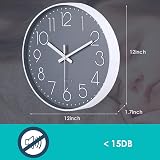 jomparis Silent Quartz Sweep Round Wall Clock 12 in Grey Modern Decor view 5